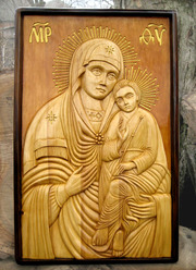 Резная авторская икона Святогорская Богородица